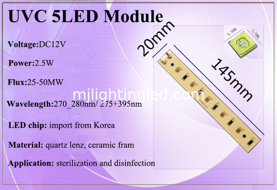 Module à LED UVC de 12V à 2,5W pour la stérilisation et la désinfection
